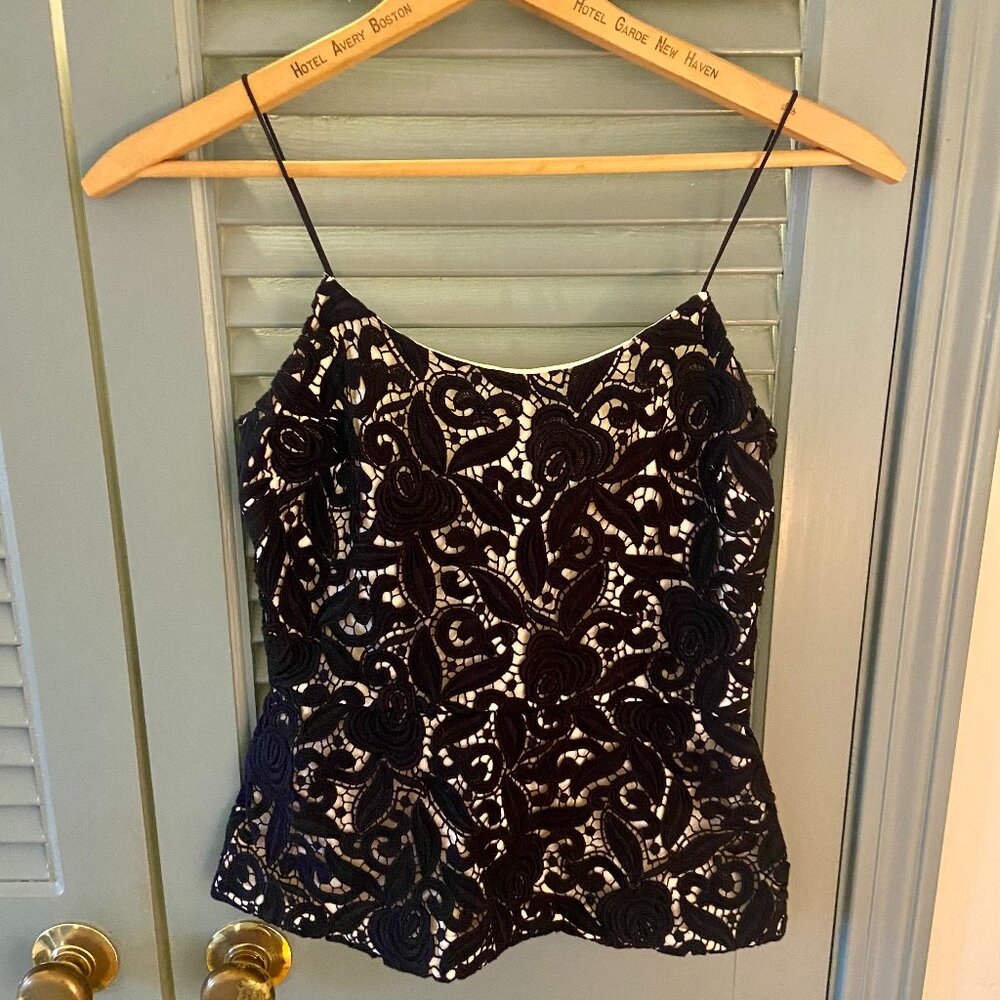 Banana Republic Black and White Lace, Peplum Tank - Size 0